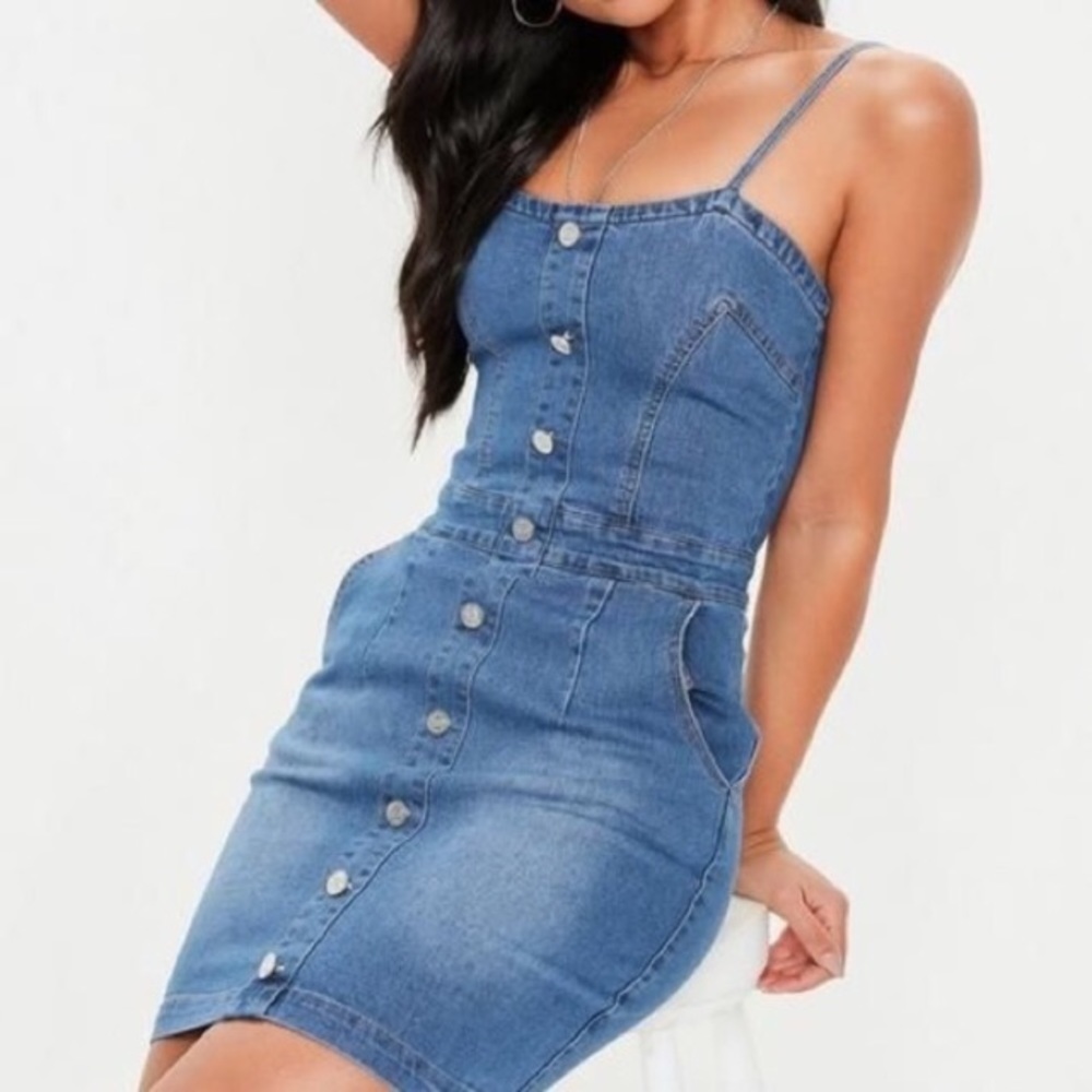 Buy One Get One Free Missguided Blue Denim Mini Dress Size: 4 NWT